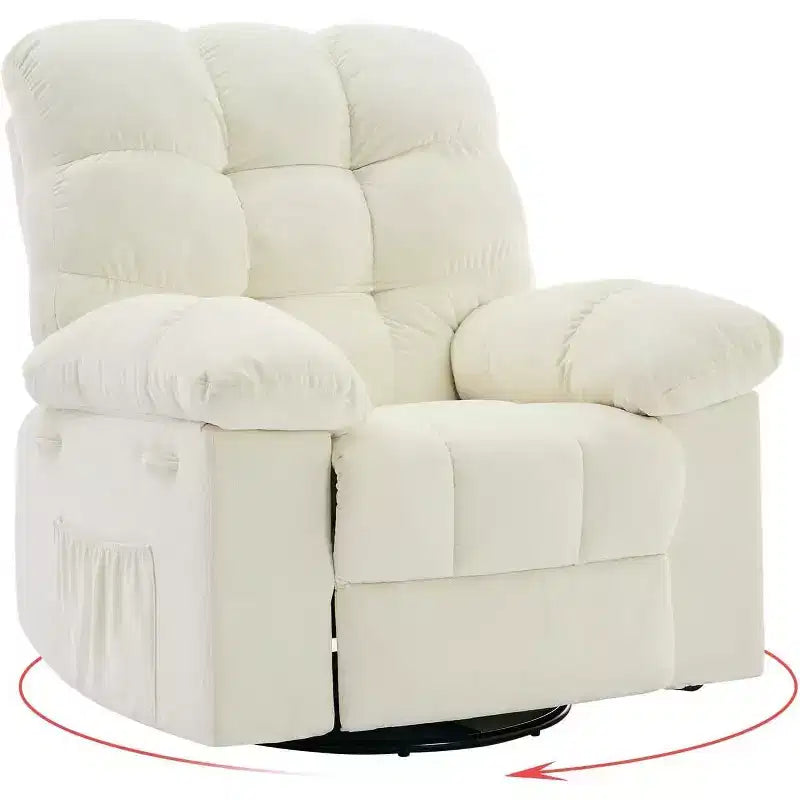 Acekool Swivel Glider Recliner with 360 Rotation, 30 Rock and 135 Tilt, Chenille Upholstery & Steel Frame for Small Spaces