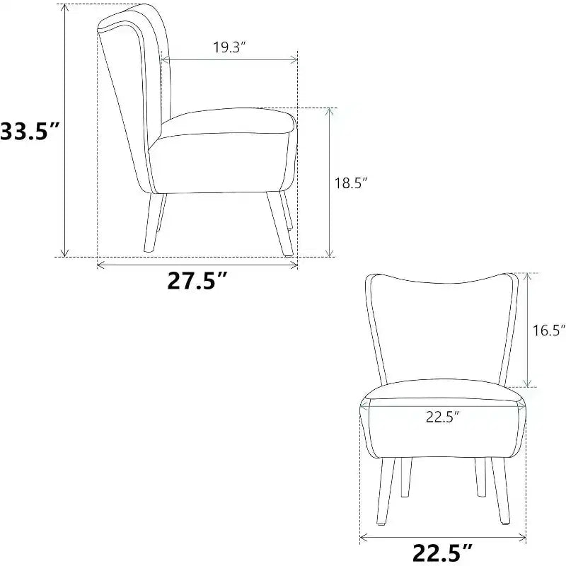 Acekool Fauteuil d'appoint moderne sans accoudoirs, chaise latérale rembourrée avec pieds en bois pour salon, chambre, bureau, hôtel