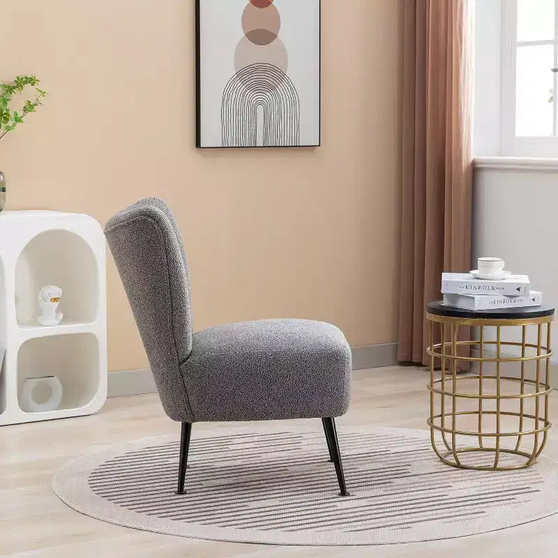 Acekool Fauteuil d'appoint moderne sans accoudoirs, chaise latérale rembourrée avec pieds en bois pour salon, chambre, bureau, hôtel