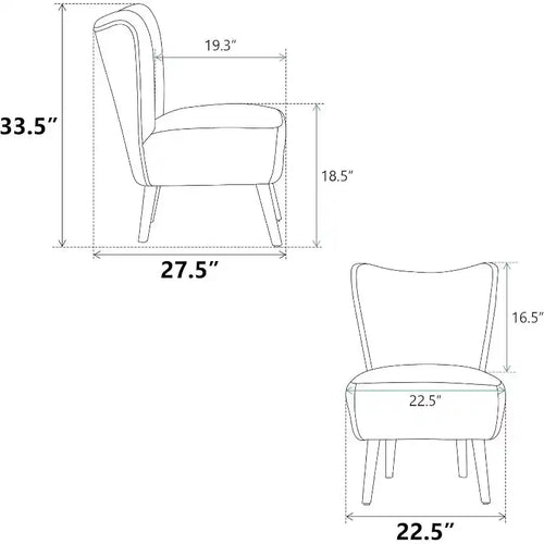 Acekool Fauteuil d'appoint moderne sans accoudoirs, chaise latérale rembourrée avec pieds en bois pour salon, chambre, bureau, hôtel