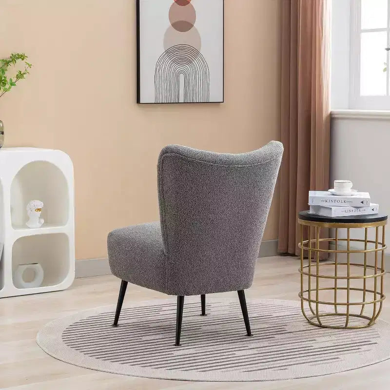 Acekool Fauteuil d'appoint moderne sans accoudoirs, chaise latérale rembourrée avec pieds en bois pour salon, chambre, bureau, hôtel