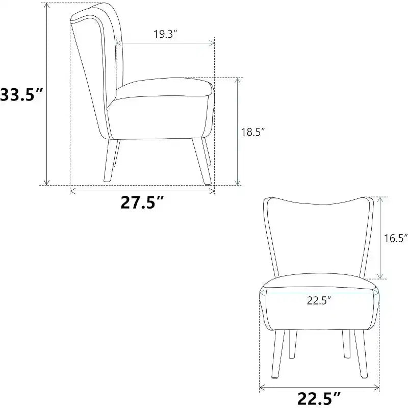 Acekool Fauteuil d'appoint moderne sans accoudoirs, chaise latérale rembourrée avec pieds en bois pour salon, chambre, bureau, hôtel
