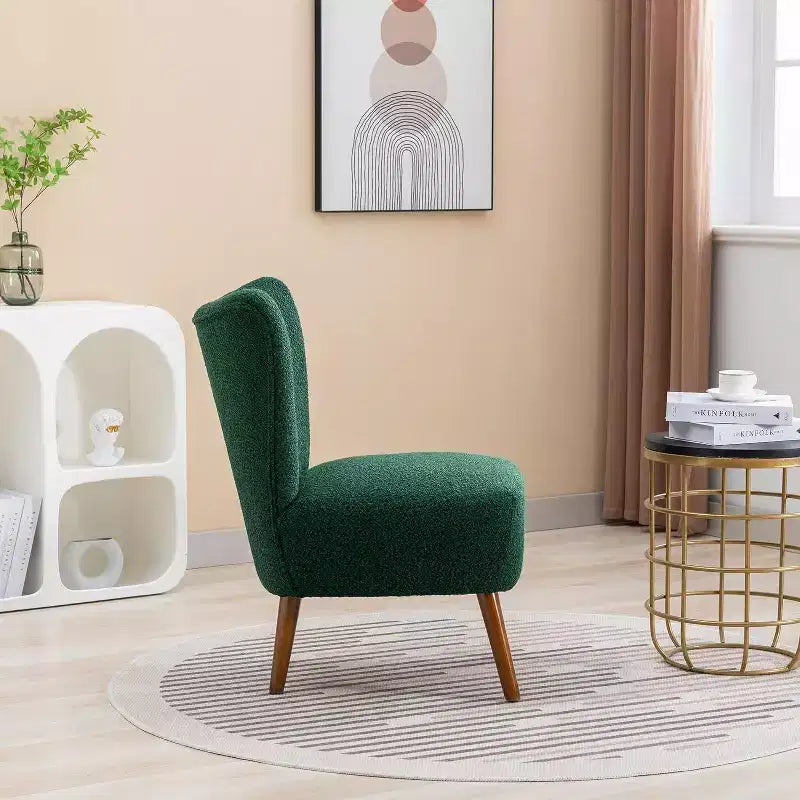 Acekool Fauteuil d'appoint moderne sans accoudoirs, chaise latérale rembourrée avec pieds en bois pour salon, chambre, bureau, hôtel