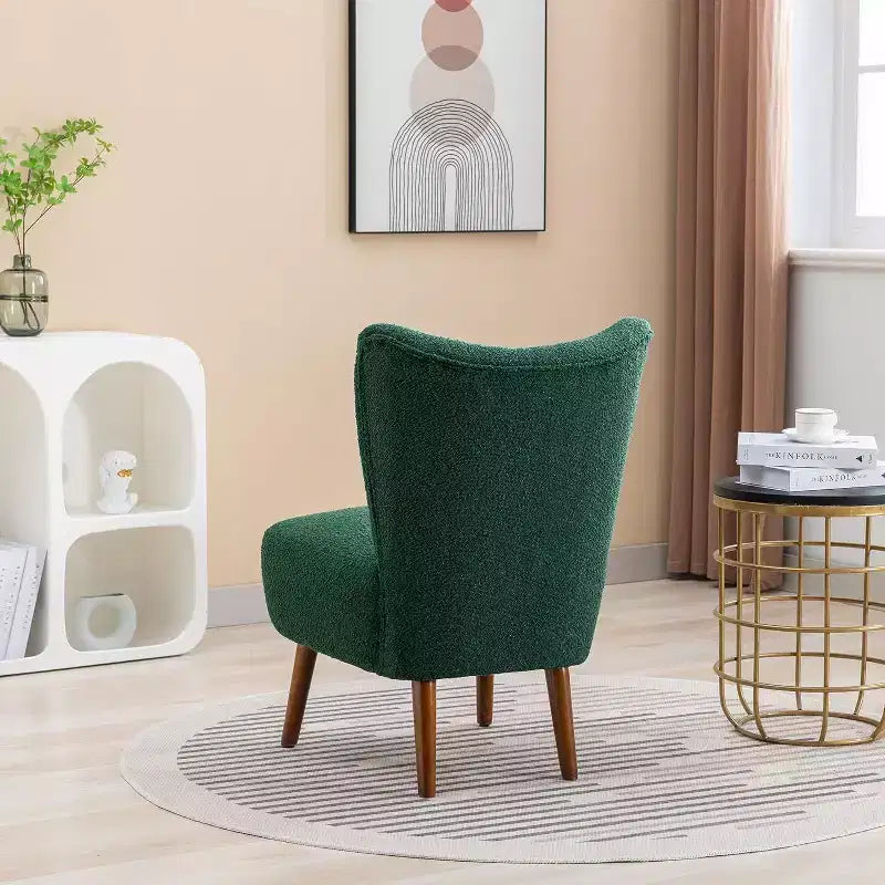 Acekool Fauteuil d'appoint moderne sans accoudoirs, chaise latérale rembourrée avec pieds en bois pour salon, chambre, bureau, hôtel