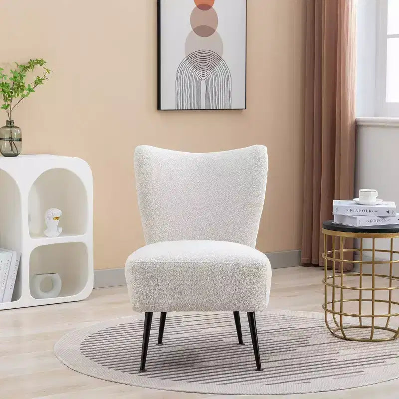 Acekool Fauteuil d'appoint moderne sans accoudoirs, chaise latérale rembourrée avec pieds en bois pour salon, chambre, bureau, hôtel