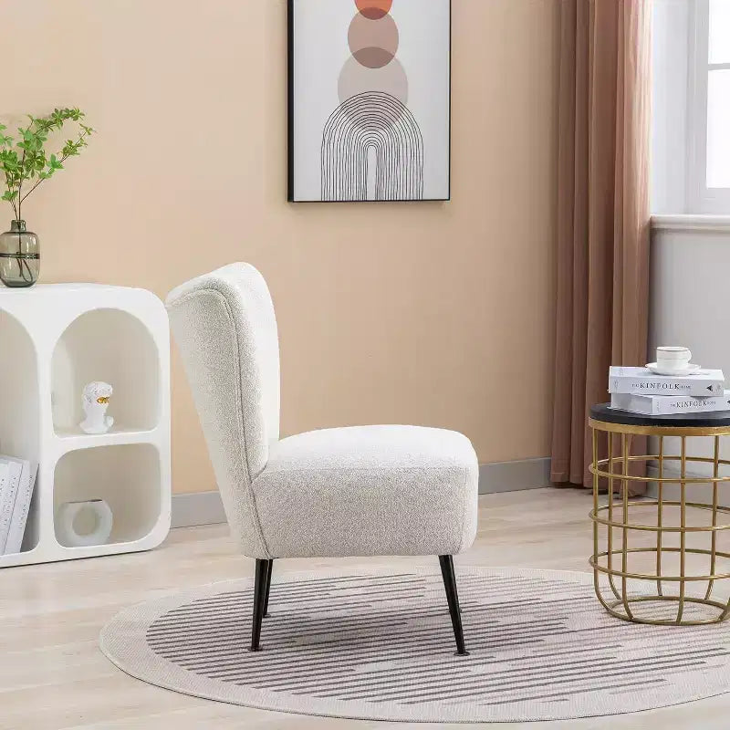 Acekool Fauteuil d'appoint moderne sans accoudoirs, chaise latérale rembourrée avec pieds en bois pour salon, chambre, bureau, hôtel