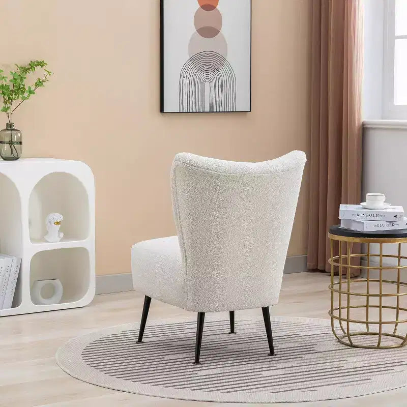 Acekool Fauteuil d'appoint moderne sans accoudoirs, chaise latérale rembourrée avec pieds en bois pour salon, chambre, bureau, hôtel