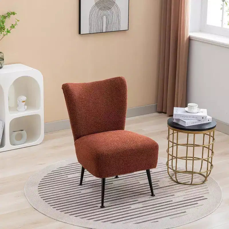 Acekool Fauteuil d'appoint moderne sans accoudoirs, chaise latérale rembourrée avec pieds en bois pour salon, chambre, bureau, hôtel