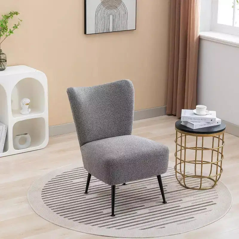 Acekool Fauteuil d'appoint moderne sans accoudoirs, chaise latérale rembourrée avec pieds en bois pour salon, chambre, bureau, hôtel