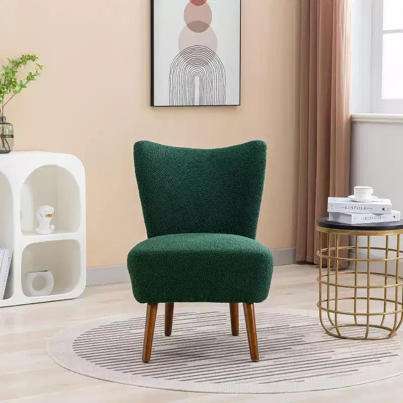 Acekool Fauteuil d'appoint moderne sans accoudoirs, chaise latérale rembourrée avec pieds en bois pour salon, chambre, bureau, hôtel