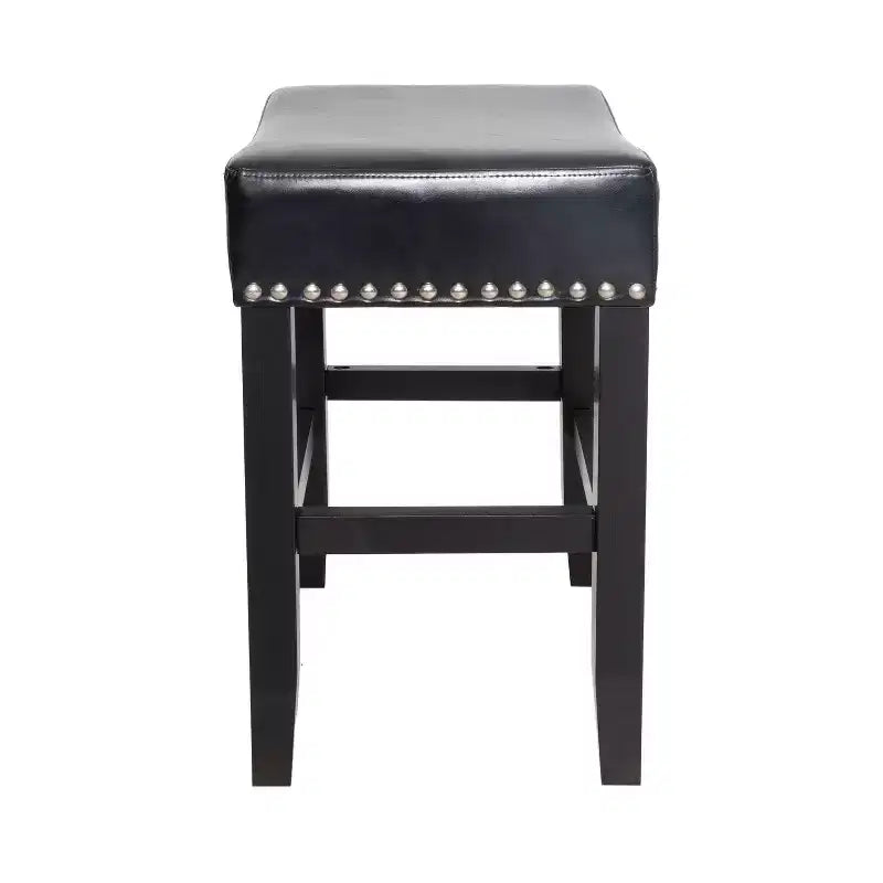 GDFStudio Ogden Tabouret de comptoir sans dossier 66 cm en cuir reconstitué et hévéa (lot de 2)