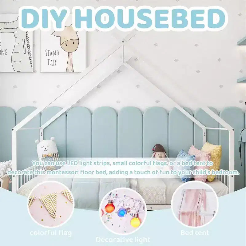 Karl Home Lit cabane Montessori en métal taille jumeau pour enfants