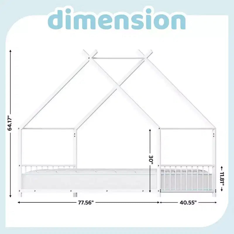 Karl Home Lit cabane Montessori en métal taille jumeau pour enfants