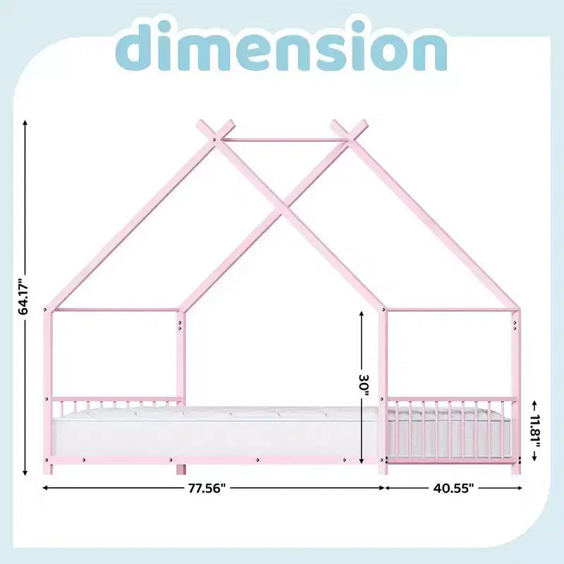 Karl Home Lit cabane Montessori en métal taille jumeau pour enfants