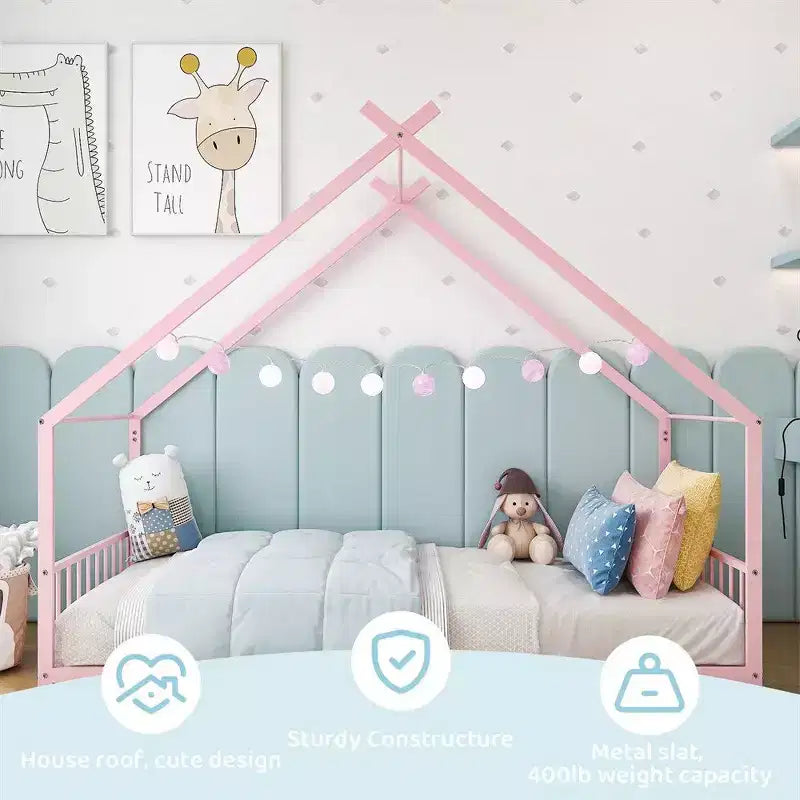 Karl Home Lit cabane Montessori en métal taille jumeau pour enfants