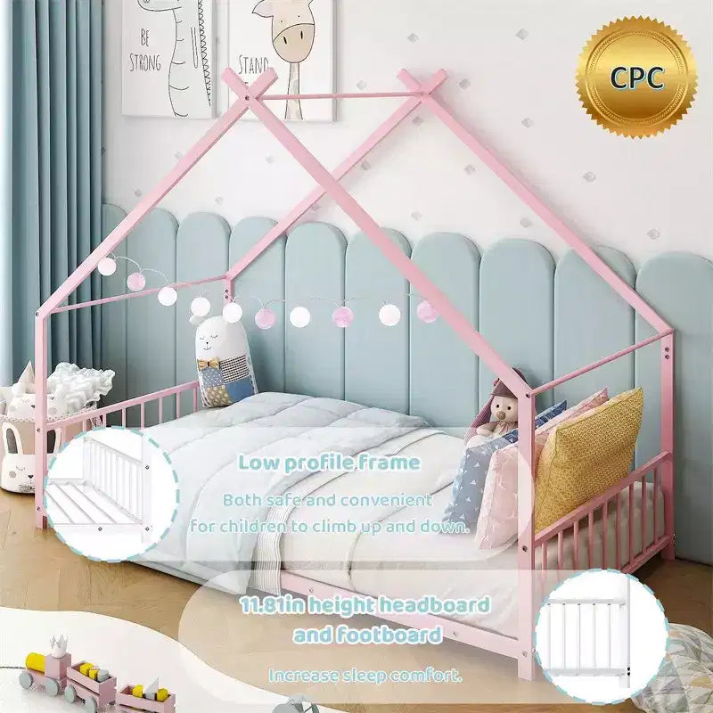 Karl Home Lit cabane Montessori en métal taille jumeau pour enfants