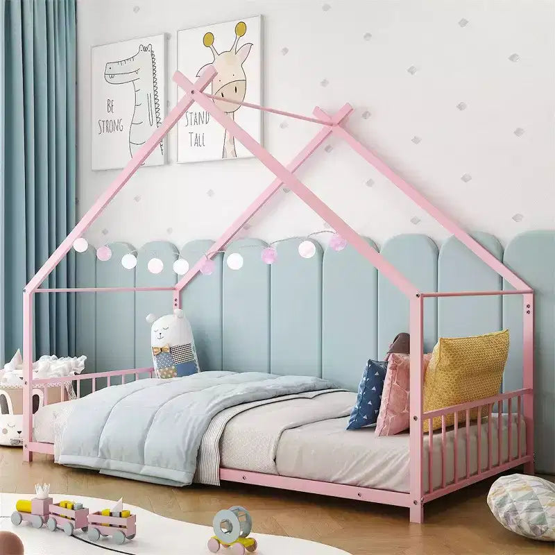 Karl Home Lit cabane Montessori en métal taille jumeau pour enfants
