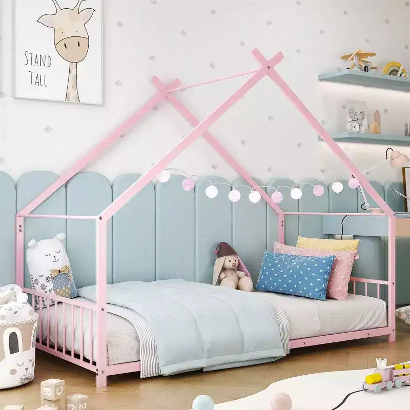 Karl Home Lit cabane Montessori en métal taille jumeau pour enfants