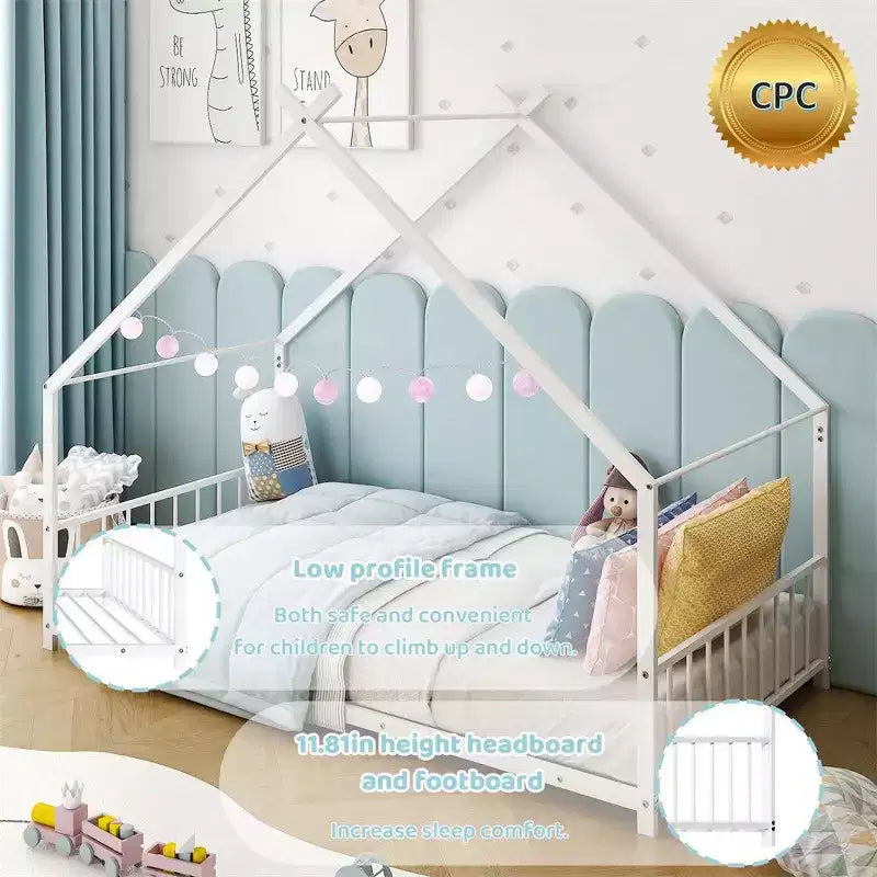 Karl Home Lit cabane Montessori en métal taille jumeau pour enfants