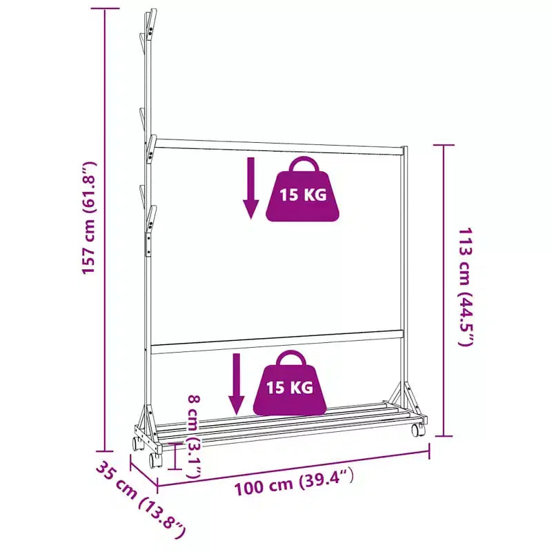 Portant à vêtements en bambou medium - Portant à vêtements rectangulaire en bambou