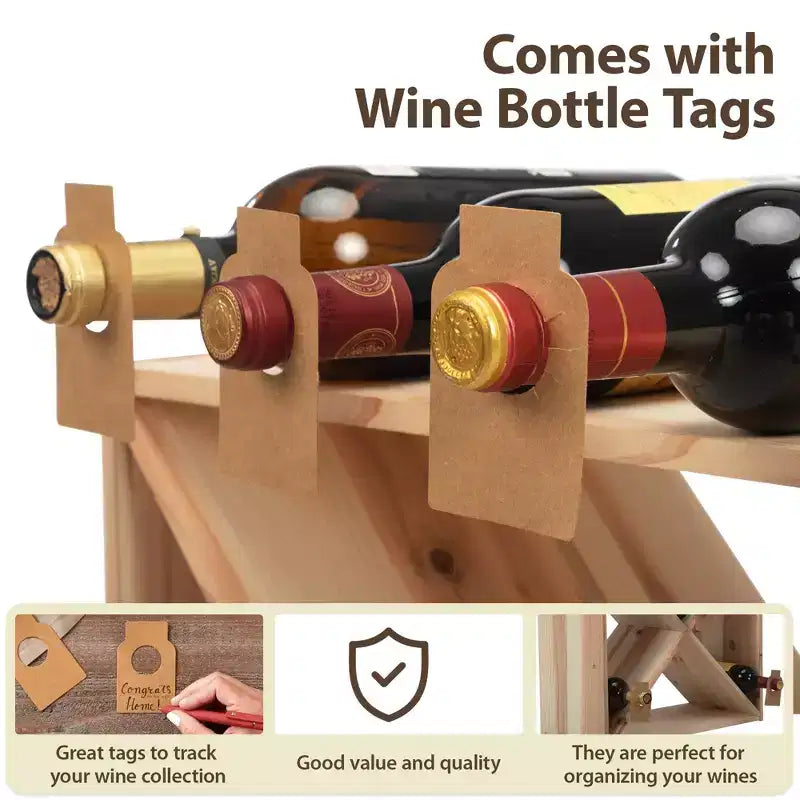 Sandinrayli Casier à vin modulaire empilable 4 pièces de 24 bouteilles, étagère de présentation en bois autoportante, cube de rangement pour bar, cave, cuisine