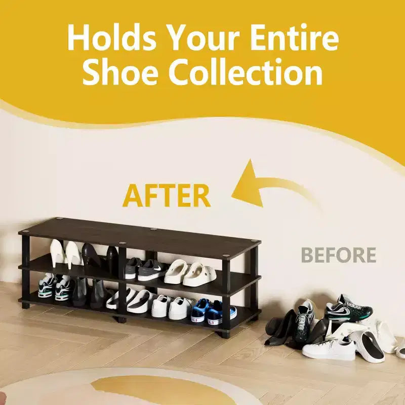 HOMLUX Meuble à Chaussures à 3 Niveaux Organisateur de Rangement pour Placard Entrée Peut Contenir 15 Paires Facile à Monter