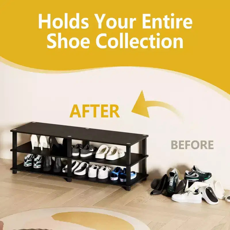 HOMLUX Meuble à Chaussures à 3 Niveaux Organisateur de Rangement pour Placard Entrée Peut Contenir 15 Paires Facile à Monter