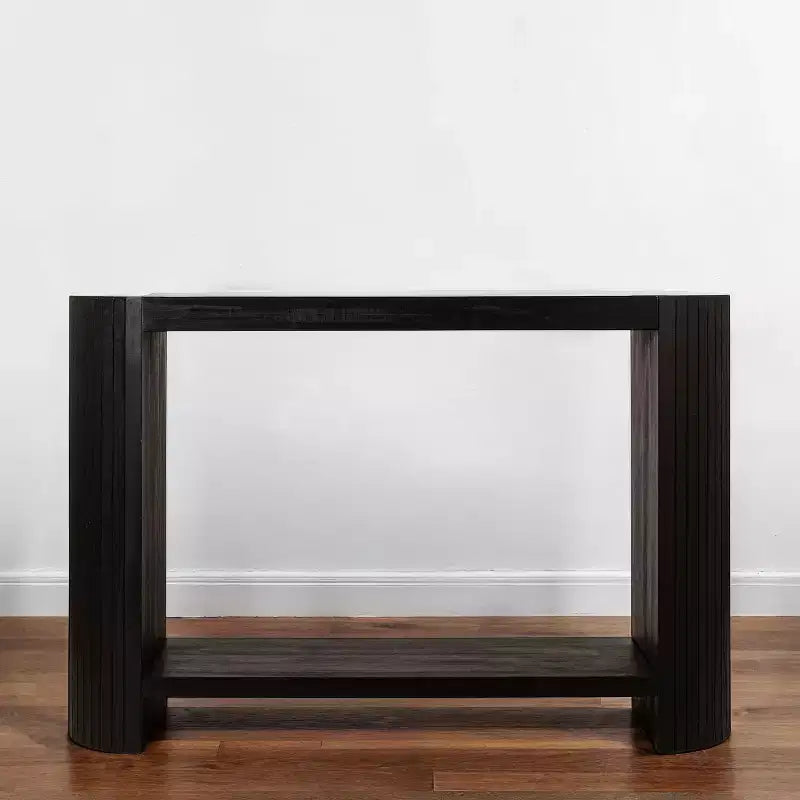 Storied Home Table Console Moderne Noire à Bords Arrondis