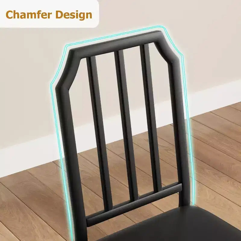 Ensemble table à manger et 4 chaises - Table de cuisine compacte 5 pièces avec design chanfreiné, marron rustique