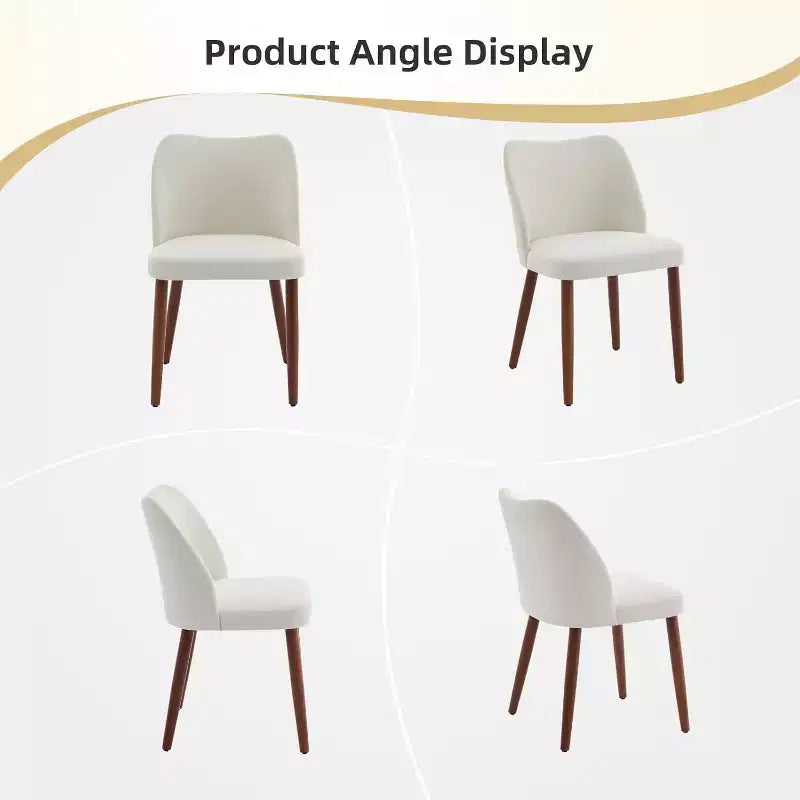 Lot de 2 chaises de salle à manger, chaises de cuisine rembourrées en lin avec pieds en bois massif, dossier ailé, pour salle à manger, salon