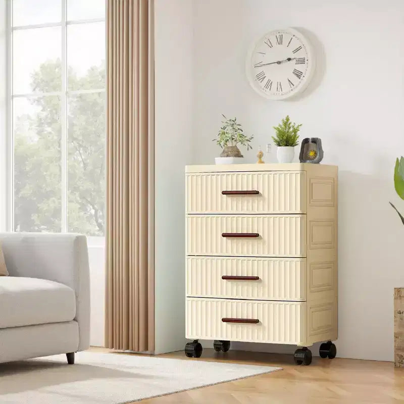 Boîte de rangement en plastique TROPOW avec roulettes, boîte de rangement pratique avec 5 tiroirs, boîtes de rangement pour chambre, salon, bureau