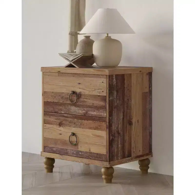 Table de chevet 2 tiroirs Home Design Jethro, chêne vintage