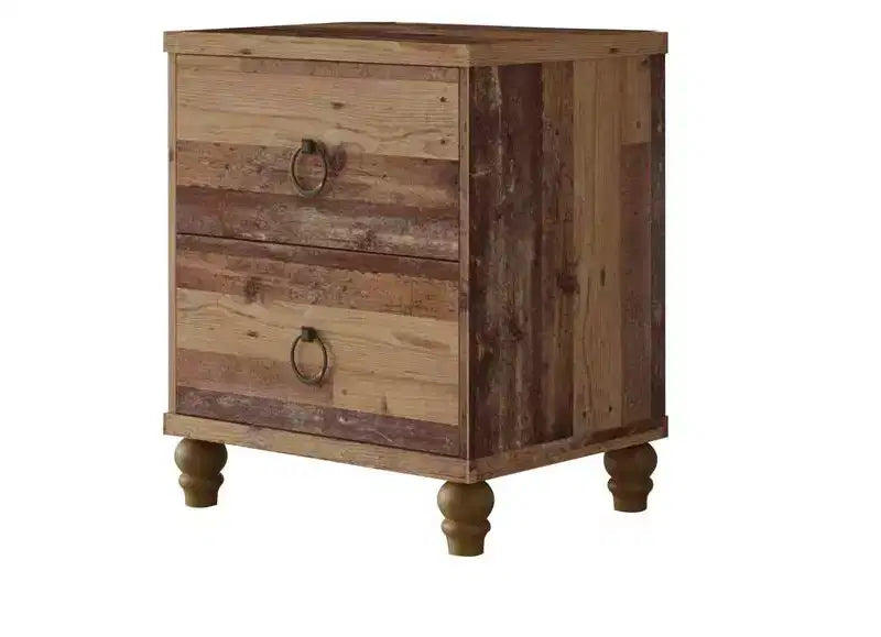 Table de chevet 2 tiroirs Home Design Jethro, chêne vintage