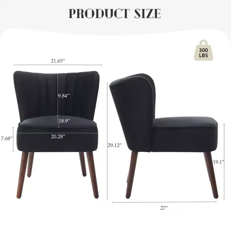 Fauteuil d'appoint moderne en velours avec pieds en bois, chaise longue sans accoudoirs pour salon, chambre à coucher, siège rembourré doux, supporte 136 kg