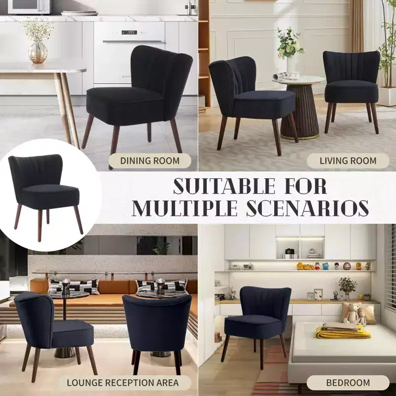 Fauteuil d'appoint moderne en velours avec pieds en bois, chaise longue sans accoudoirs pour salon, chambre à coucher, siège rembourré doux, supporte 136 kg