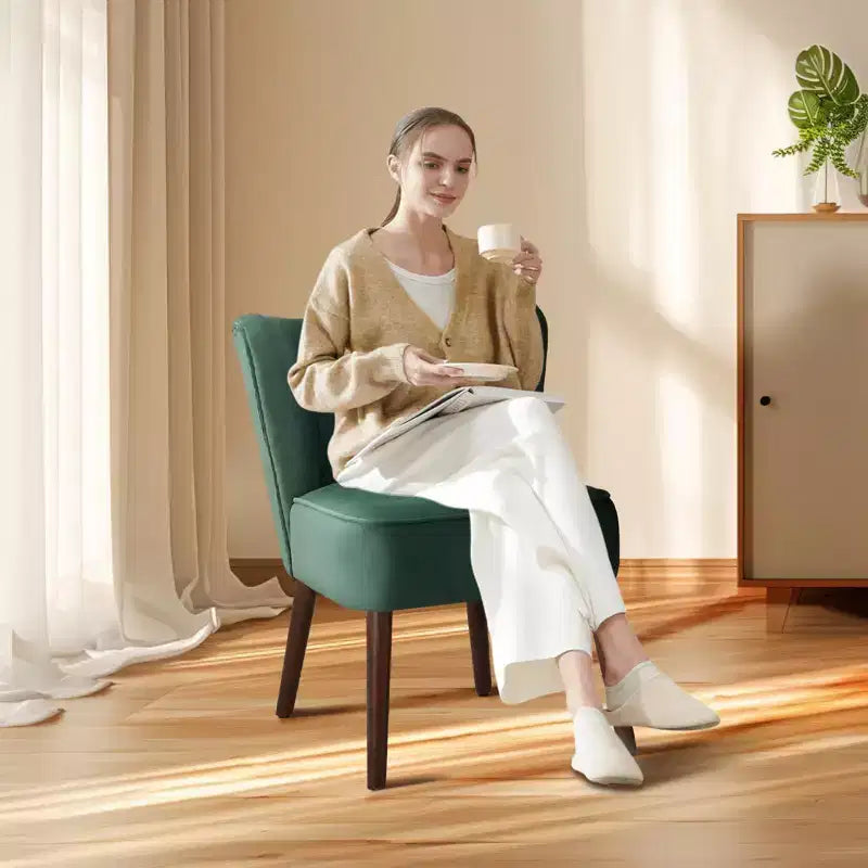 Fauteuil d'appoint moderne en velours avec pieds en bois, chaise longue sans accoudoirs pour salon, chambre à coucher, siège rembourré doux, supporte 136 kg