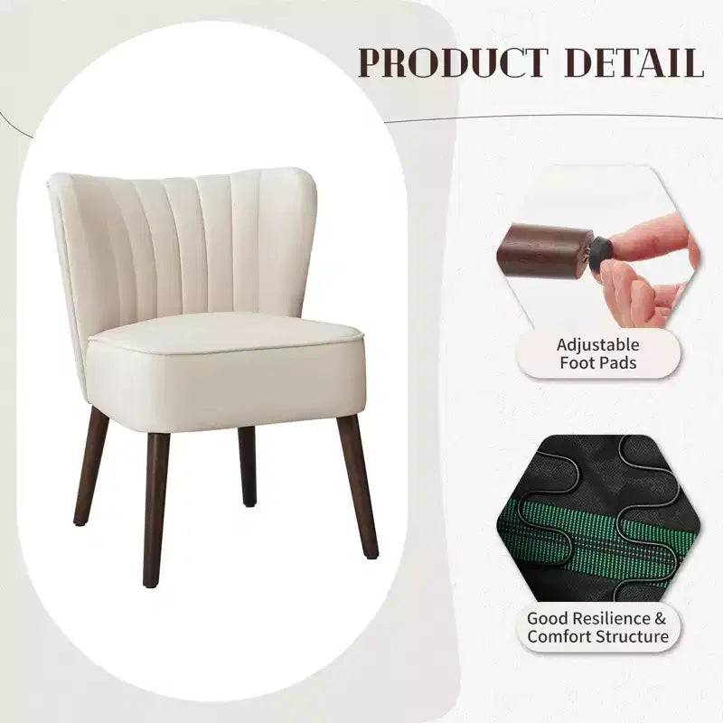 Fauteuil d'appoint moderne en velours avec pieds en bois, chaise longue sans accoudoirs pour salon, chambre à coucher, siège rembourré doux, supporte 136 kg