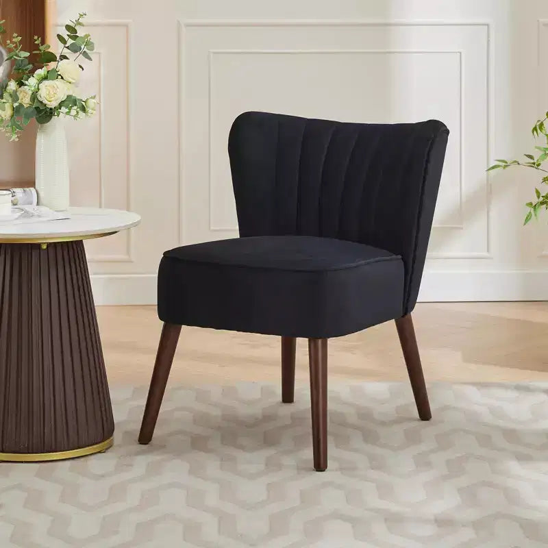 Fauteuil d'appoint moderne en velours avec pieds en bois, chaise longue sans accoudoirs pour salon, chambre à coucher, siège rembourré doux, supporte 136 kg