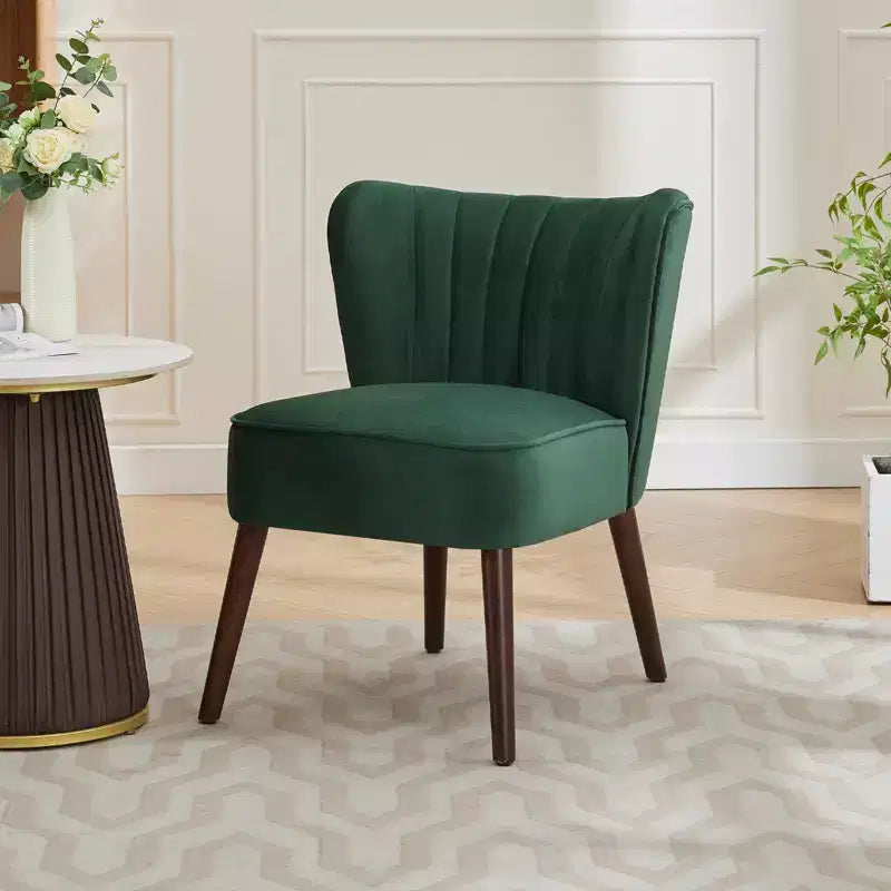 Fauteuil d'appoint moderne en velours avec pieds en bois, chaise longue sans accoudoirs pour salon, chambre à coucher, siège rembourré doux, supporte 136 kg