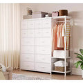 GustoWave Dresser with 16 Drawers & Hanging Rod & Shelves, Fabric Storage Organizer for Bedroom, Closet, or Entryway
