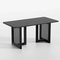 PexFix 67 x 33.5 Farmhouse Kitchen Dining Room Table Furniture Square Black Kitchen Table with Rattan Woven Legs for Kitchen Bar Living Room
