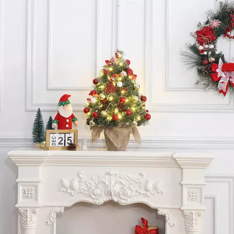 Sapin de table Acekool de 60 cm, effet neige : Décoration de saison prête à illuminer