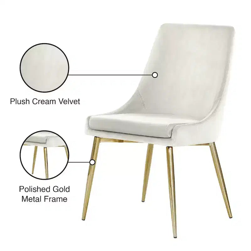 Meridian Furniture Karina, chaise de salle à manger en velours, ensemble de 2