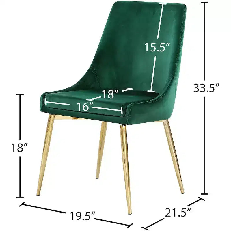 Meridian Furniture Karina, chaise de salle à manger en velours, ensemble de 2