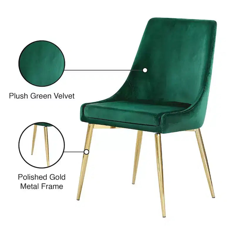 Meridian Furniture Karina, chaise de salle à manger en velours, ensemble de 2