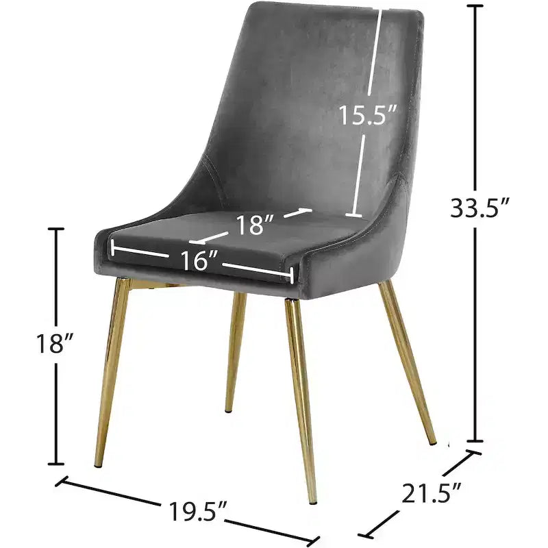Meridian Furniture Karina, chaise de salle à manger en velours, ensemble de 2