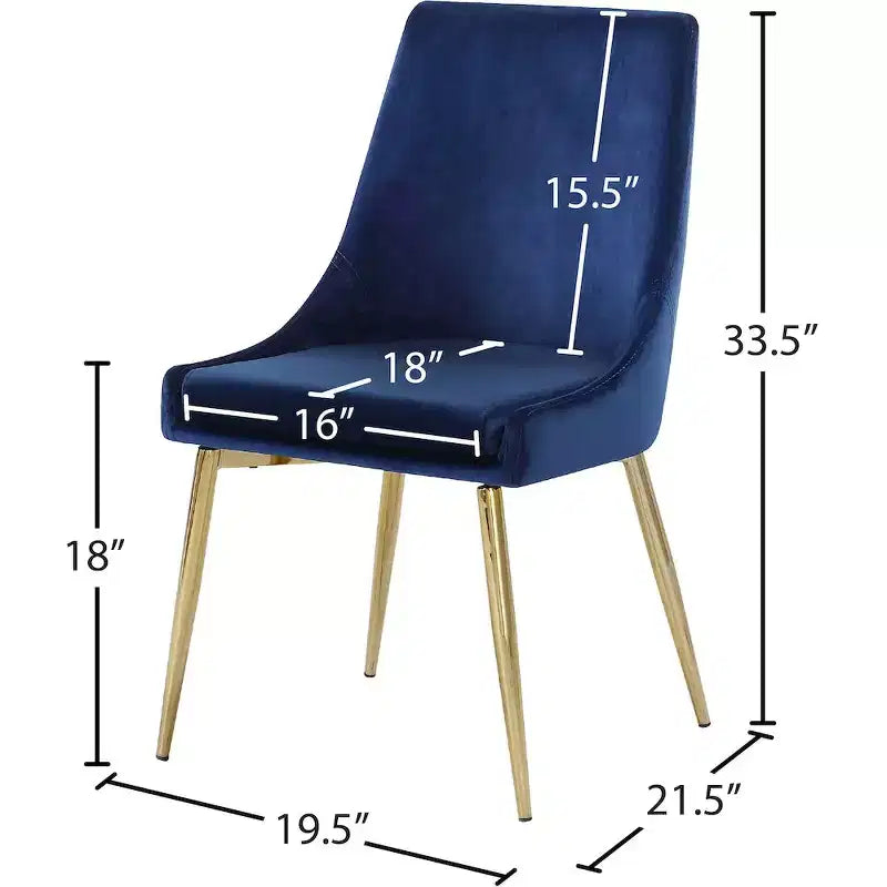 Meridian Furniture Karina, chaise de salle à manger en velours, ensemble de 2