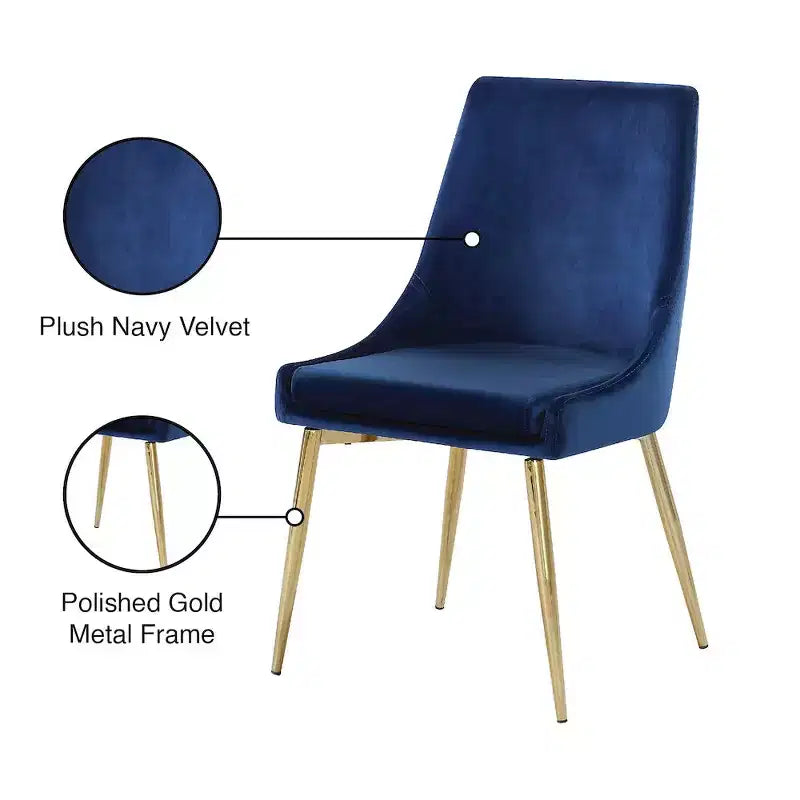 Meridian Furniture Karina, chaise de salle à manger en velours, ensemble de 2