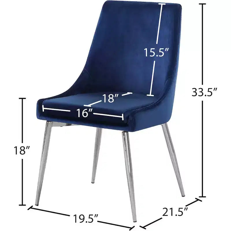 Meridian Furniture Karina, chaise de salle à manger en velours, ensemble de 2