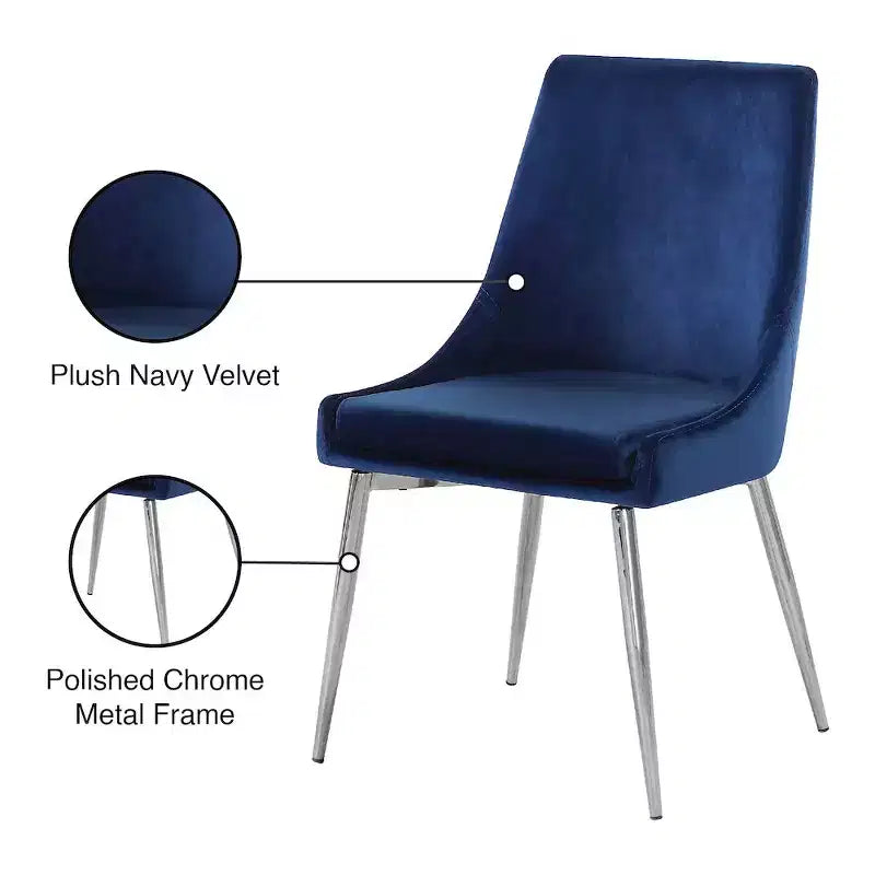Meridian Furniture Karina, chaise de salle à manger en velours, ensemble de 2